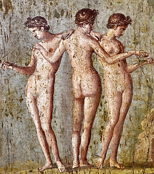 'Las tres gracias' , fresco hallado en la Masseria de Irace.