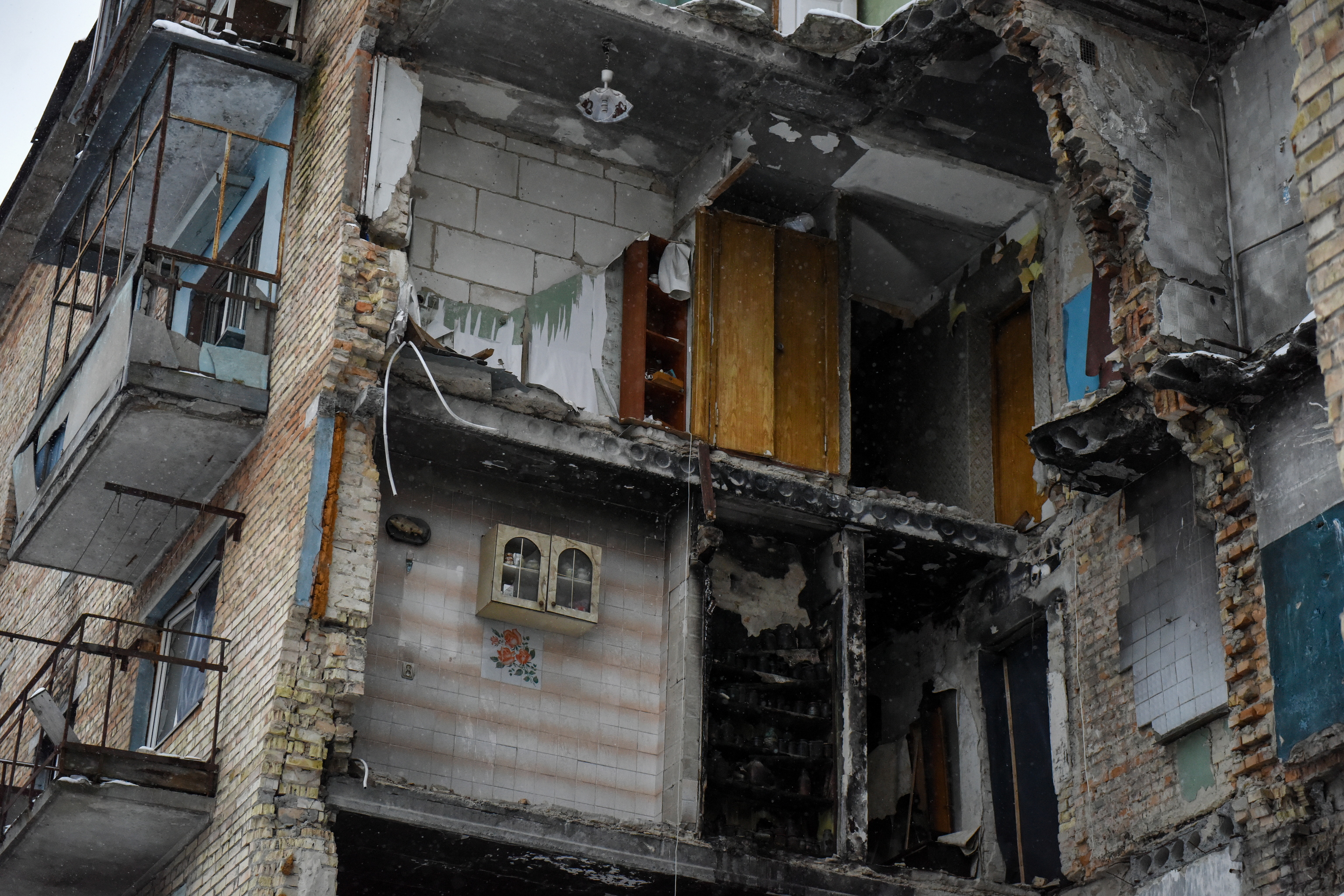 Un edificio destruido en Horenka.