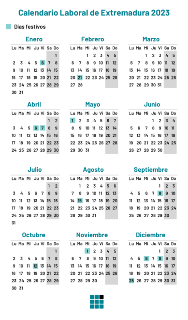 Calendario laboral de la Extremadura en 2023 con los días festivos