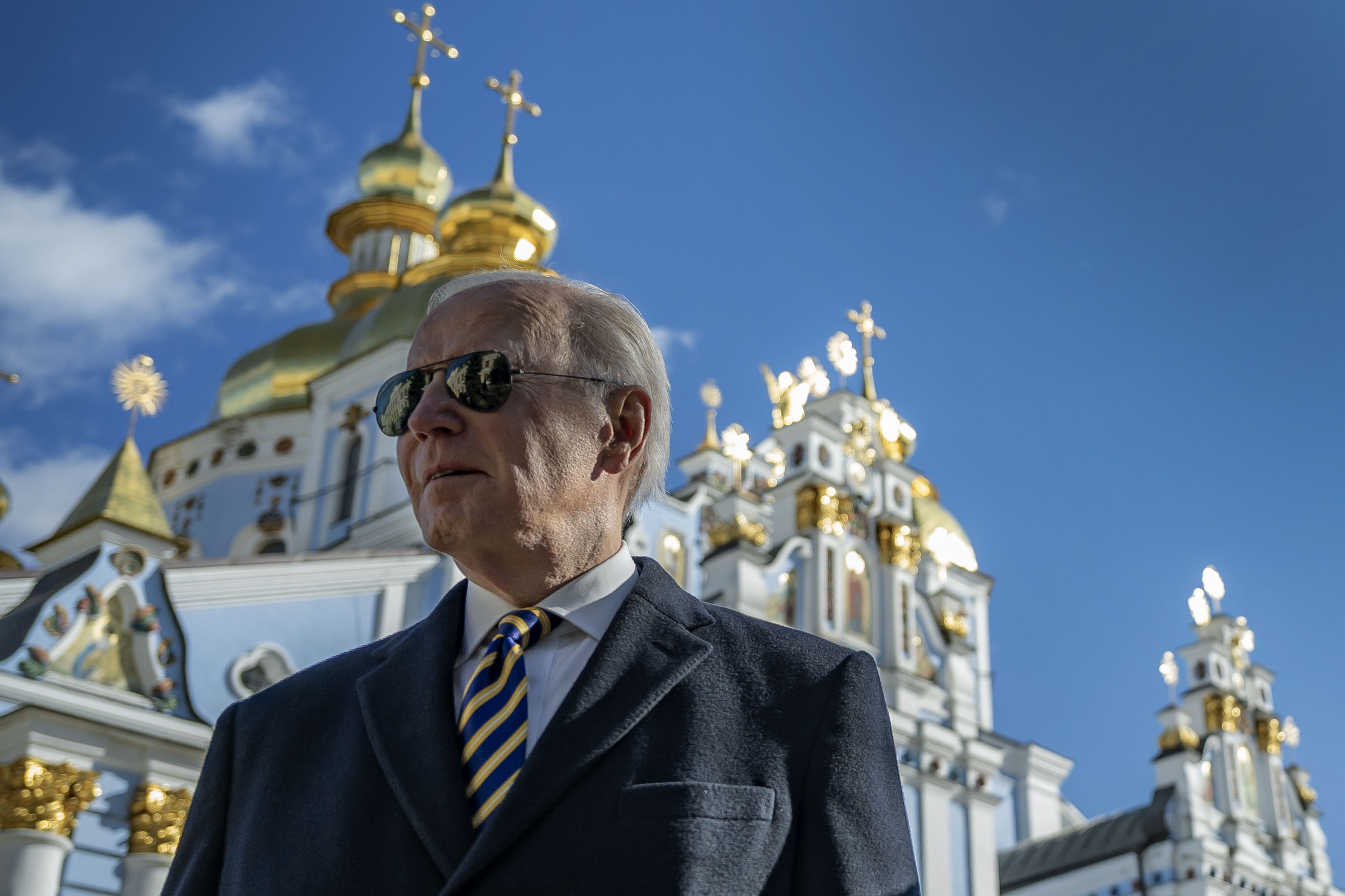 El presidente Joe Biden en Kiev, este lunes.