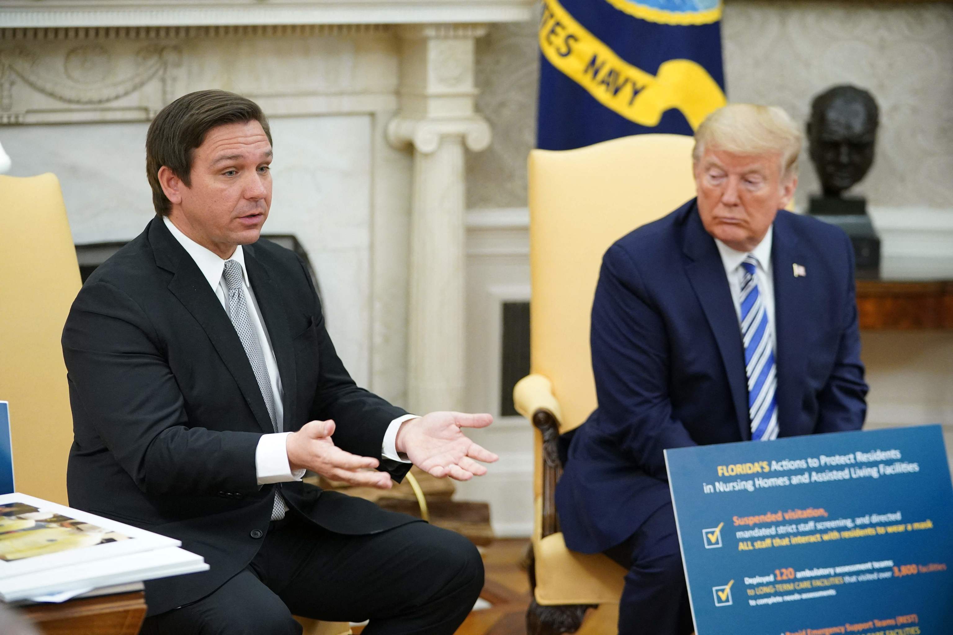 El gobernador de Florida, Ron DeSantis, y Donald Trump, en 2020.