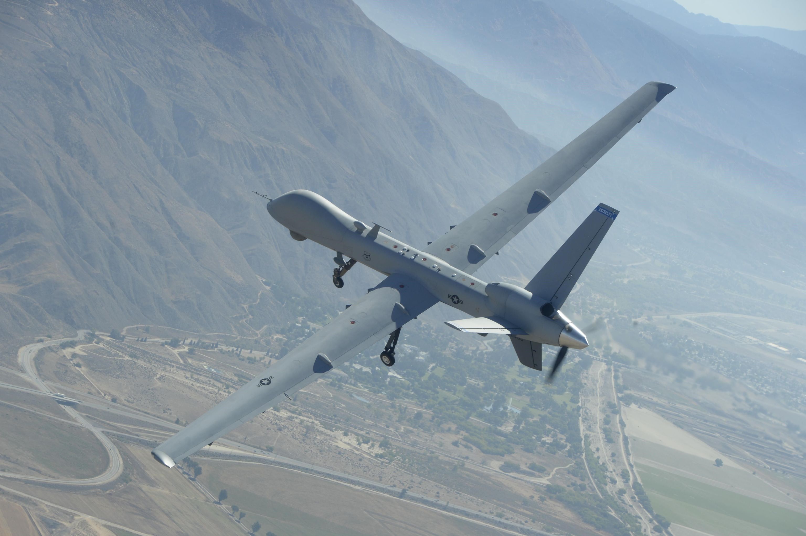 Un MQ9 Reaper, en pleno vuelo.