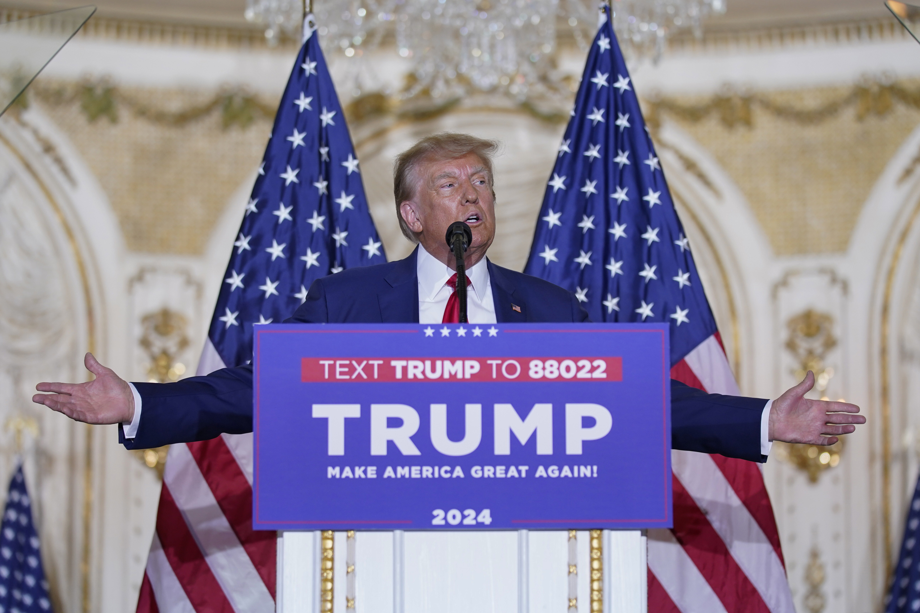 Trump, durante su rueda de prensa en Mar-a-Lago.