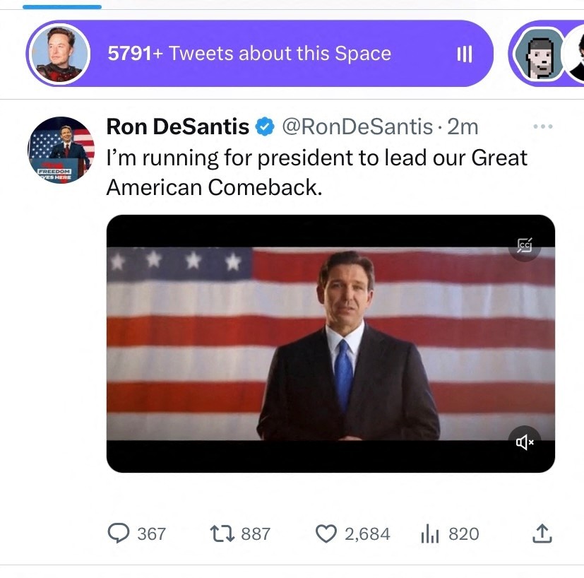 Ron DeSantis lanza su candidatura por Twitter.