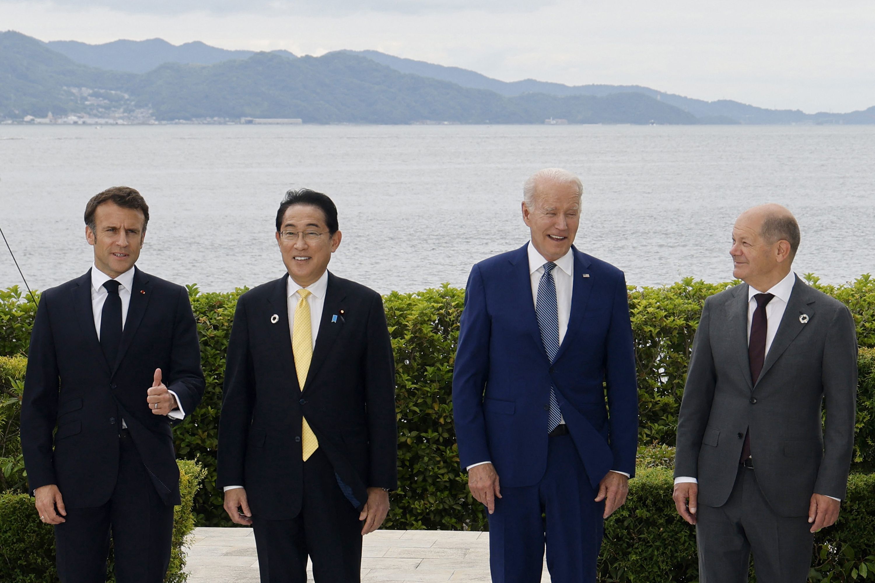 Emmanuel Macron, Fumio Kishida, Joe Biden y Olaf Scholz.